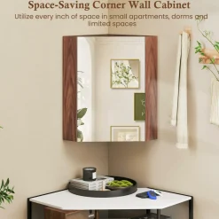 Tangkula Corner Medicine Cabinet with Mirror, 23.5