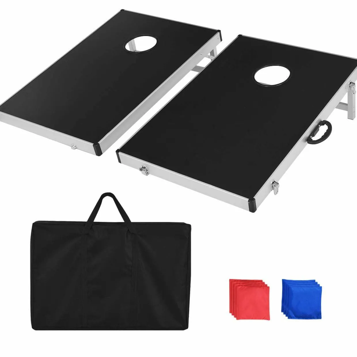 Tangkula Cornhole Set, Cornhole Outdoor Game with Foldable Design & Side Handle