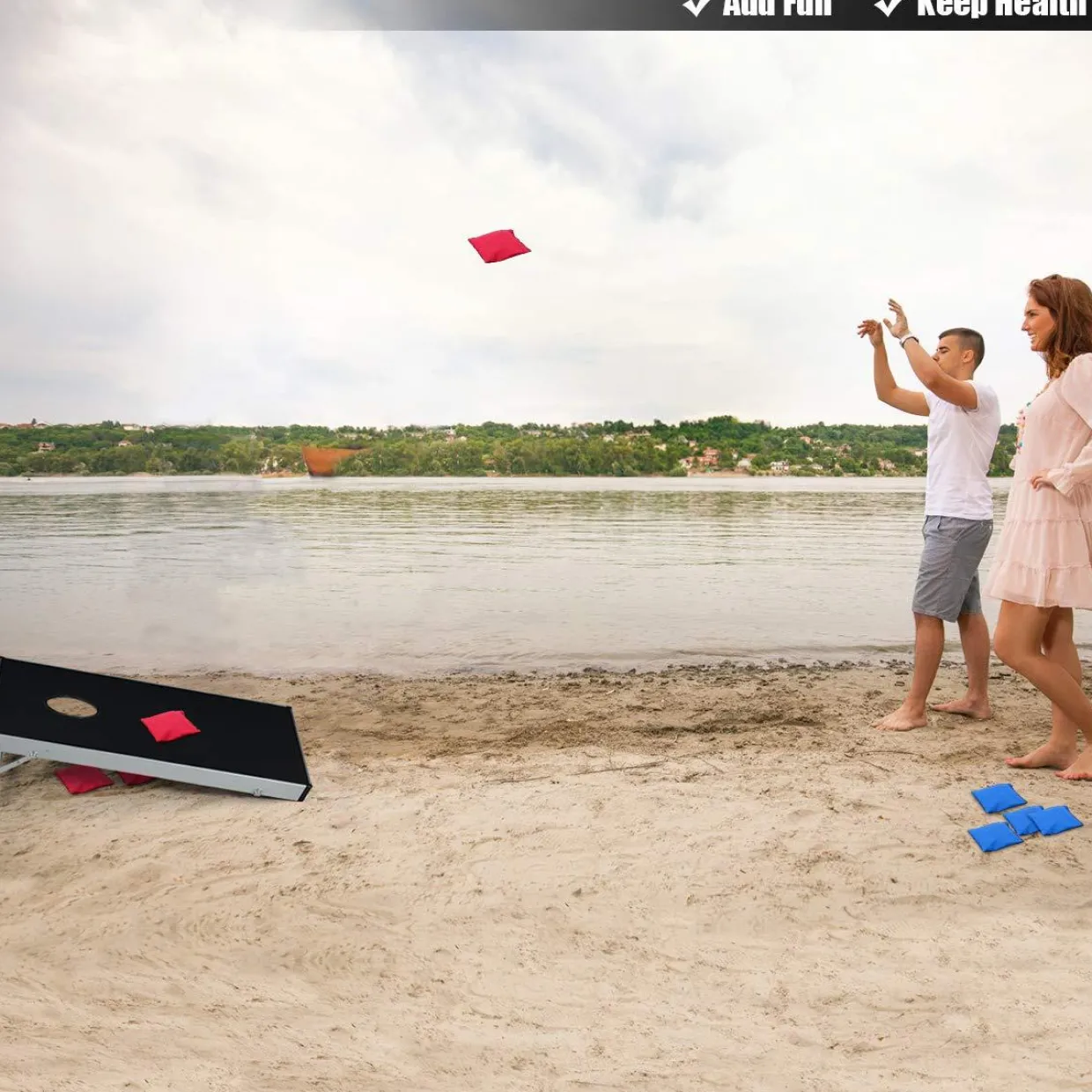 Tangkula Cornhole Set, Cornhole Outdoor Game with Foldable Design & Side Handle