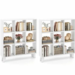 Tangkula 9-Cube Bookcase, Freestanding 3-Tier Bookshelf with 6 Removable Shelves