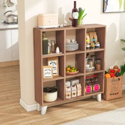 Tangkula 9-Cube Bookcase, Freestanding 3-Tier Bookshelf with 6 Removable Shelves