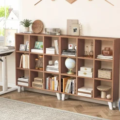 Tangkula 9-Cube Bookcase, Freestanding 3-Tier Bookshelf with 6 Removable Shelves