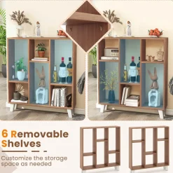 Tangkula 9-Cube Bookcase, Freestanding 3-Tier Bookshelf with 6 Removable Shelves