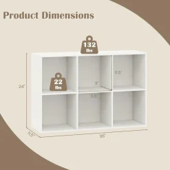 Tangkula 6-Cube Bookcase, Modern Freestanding 3-Tier Bookshelf