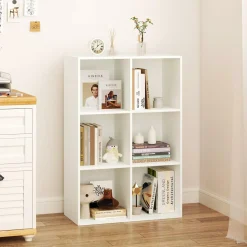 Tangkula 6-Cube Bookcase, Modern Freestanding 3-Tier Bookshelf