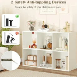 Tangkula 6-Cube Bookcase, Modern Freestanding 3-Tier Bookshelf