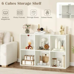 Tangkula 6-Cube Bookcase, Modern Freestanding 3-Tier Bookshelf