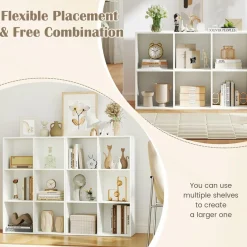 Tangkula 6-Cube Bookcase, Modern Freestanding 3-Tier Bookshelf
