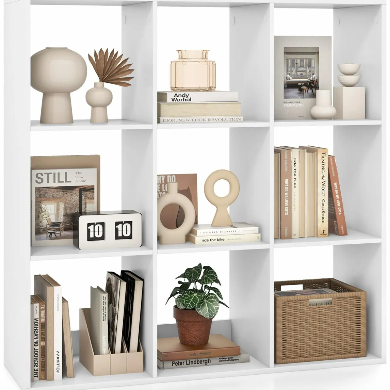 Tangkula 9-Cube Bookcase, 4-Tier Bookshelf with Open Compartments
