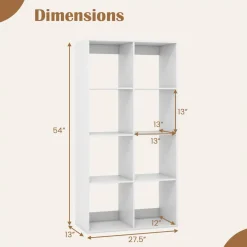 Tangkula 8-Cube Bookcase, 5-Tier Bookshelf with Open Compartments