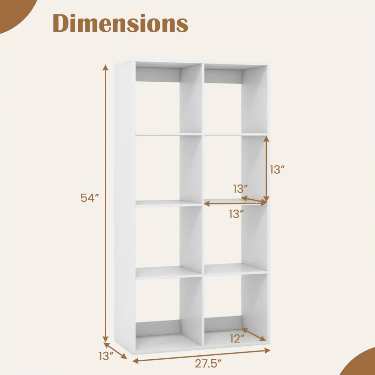 Tangkula 8-Cube Bookcase, 5-Tier Bookshelf with Open Compartments