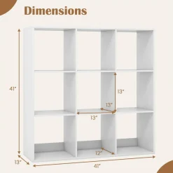Tangkula 9-Cube Bookcase, 4-Tier Bookshelf with Open Compartments
