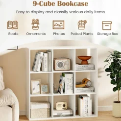 Tangkula 9-Cube Bookcase, 4-Tier Bookshelf with Open Compartments