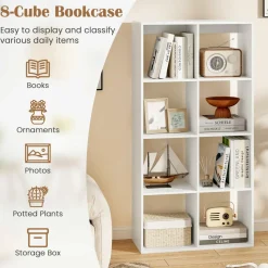 Tangkula 8-Cube Bookcase, 5-Tier Bookshelf with Open Compartments