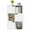 Tangkula 6-Cube Bookcase, Toys Storage Bookshelf w/3 Doors & 3 Open Cubes (White, 6-Cube)