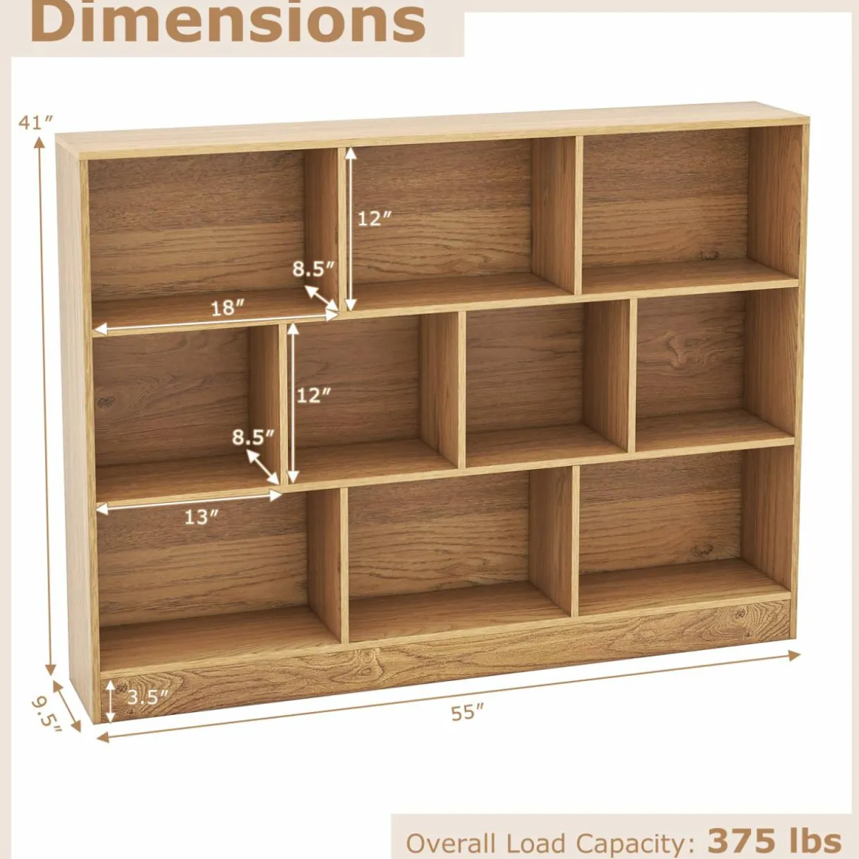 Tangkula 10-Cube Bookshelf, 55
