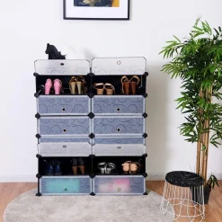 Tangkula 12-Cube Shoe Rack, DIY Cubes Storage Cabinet