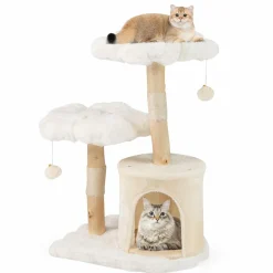 Tangkula Cute Wood Cat Tree(32 Inch)