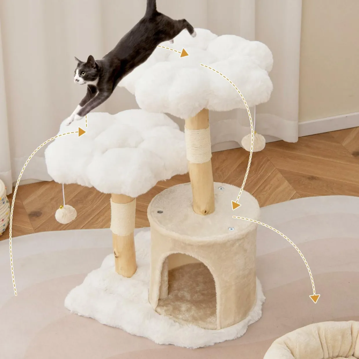Tangkula Cute Wood Cat Tree(32 Inch)