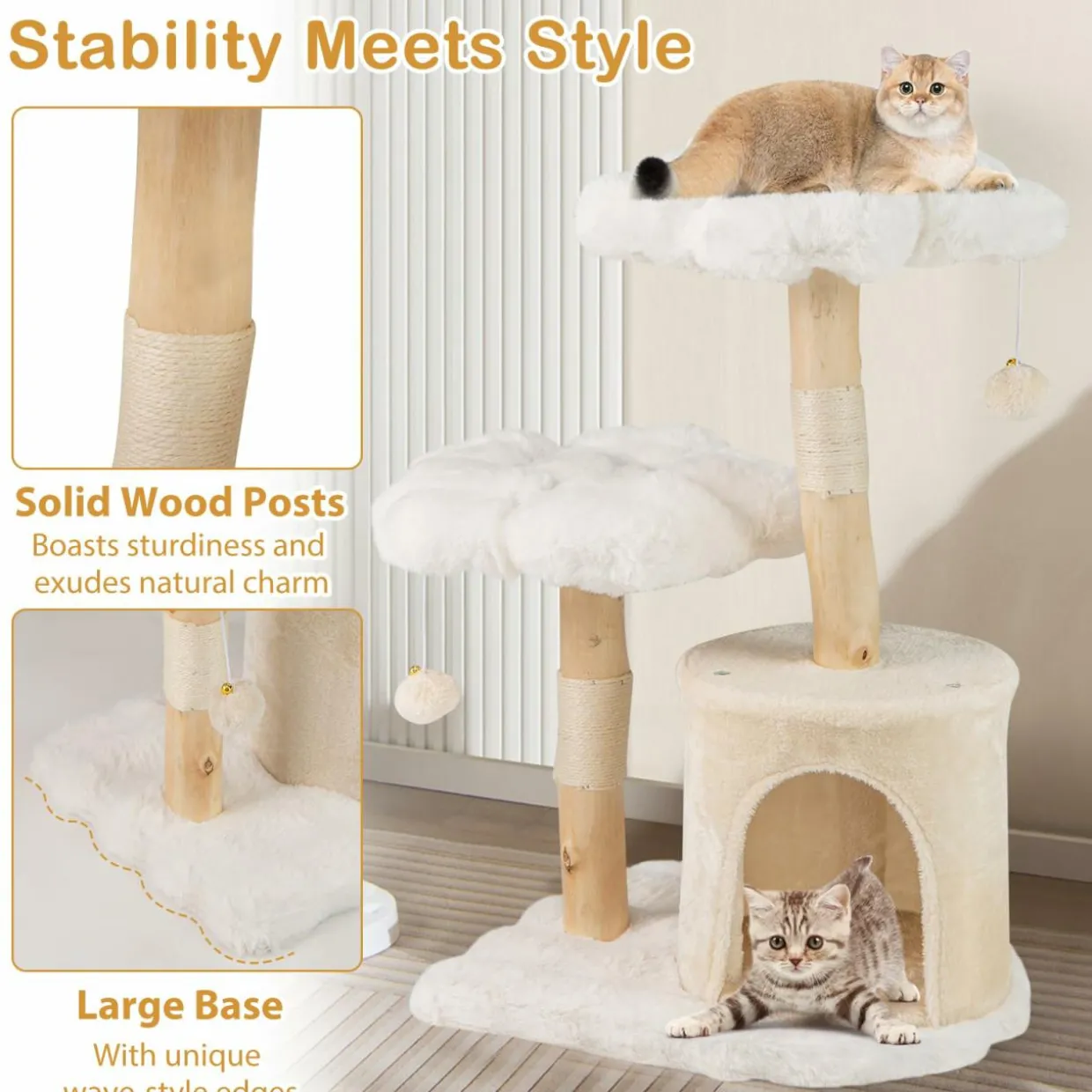 Tangkula Cute Wood Cat Tree(32 Inch)