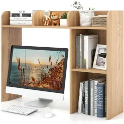 Tangkula Desktop Bookshelf, Countertop Storage Hutch with 5 Shelves for Computer Desk