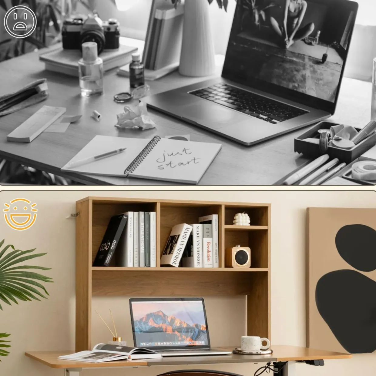 Tangkula Desktop Bookshelf, Countertop Storage Hutch with 4 Shelves for Computer Desk