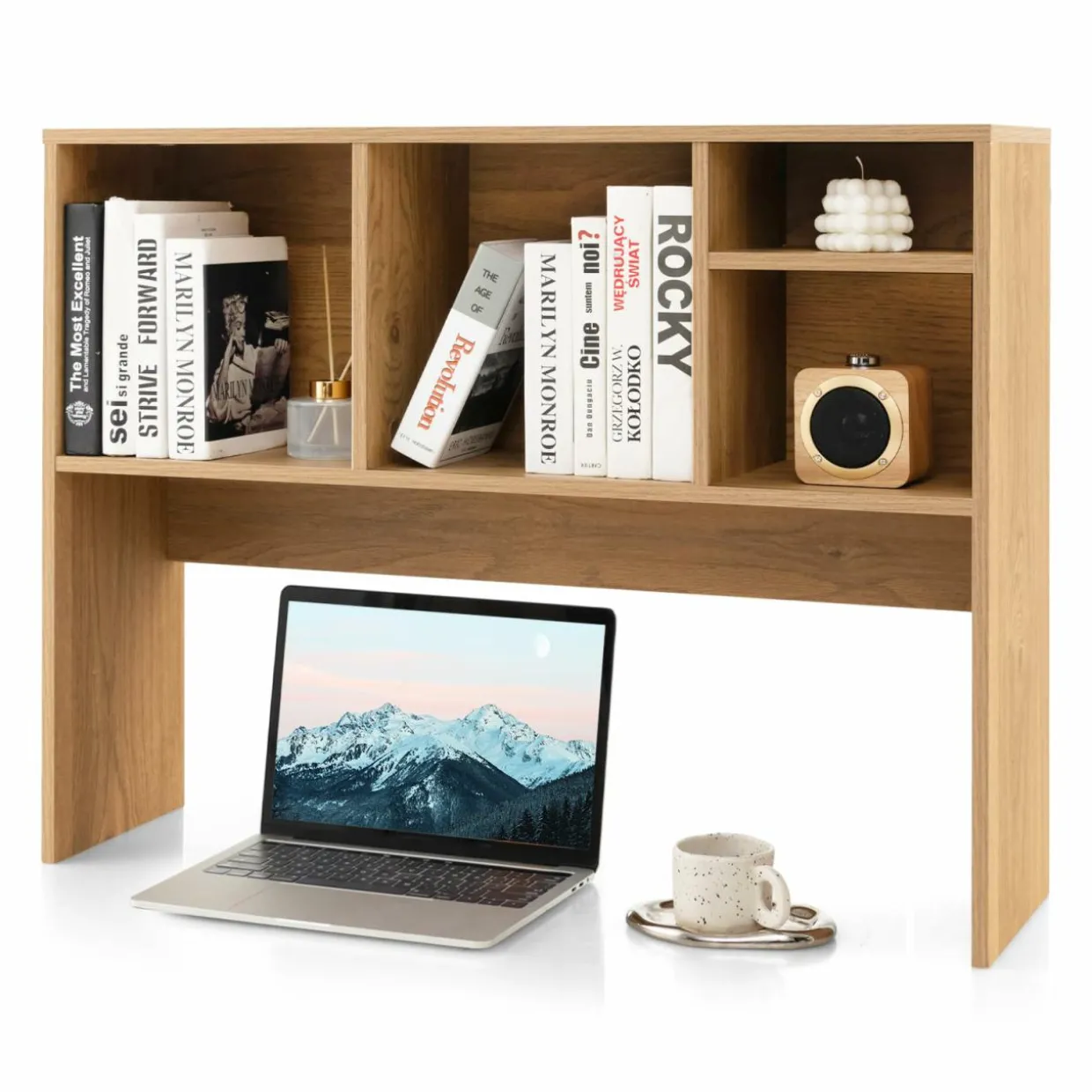 Tangkula Desktop Bookshelf, Countertop Storage Hutch with 4 Shelves for Computer Desk