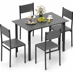 Tangkula Dining Table Set for 4, Retro Kitchen Table and Chairs Set for 4