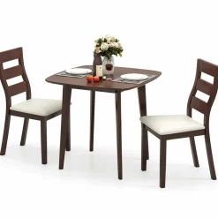 Tangkula Dining Table Set for 2, Kitchen Table and Chairs Set of 2 with Cushioned Seat