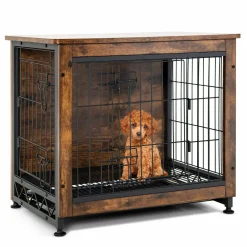 Tangkula Dog Crate Furniture with Removable Tray/Felt Mat