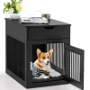 Tangkula Dog Crate Furniture, Decorative Dog Kennel End Table with Storage Drawer