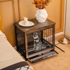 Tangkula Dog Crate Furniture with Removable Tray/Felt Mat