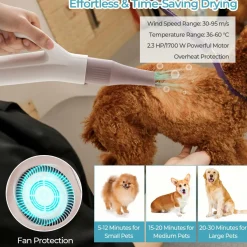 Tangkula Dog Dryer, Pet Blow Dryer with Smart LED Touch Screen, 4 Nozzles, Adjustable Temperature