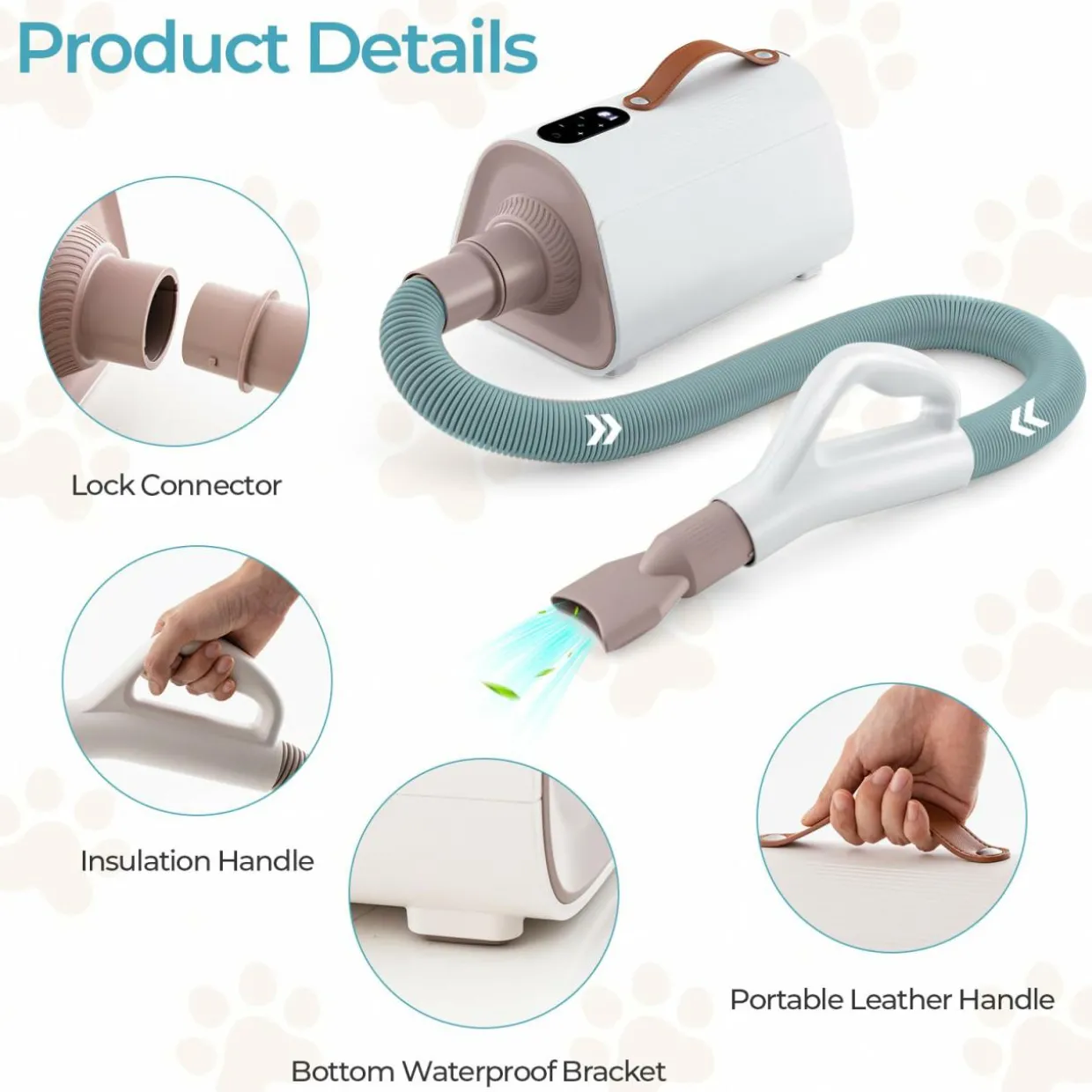 Tangkula Dog Dryer, Pet Blow Dryer with Smart LED Touch Screen, 4 Nozzles, Adjustable Temperature