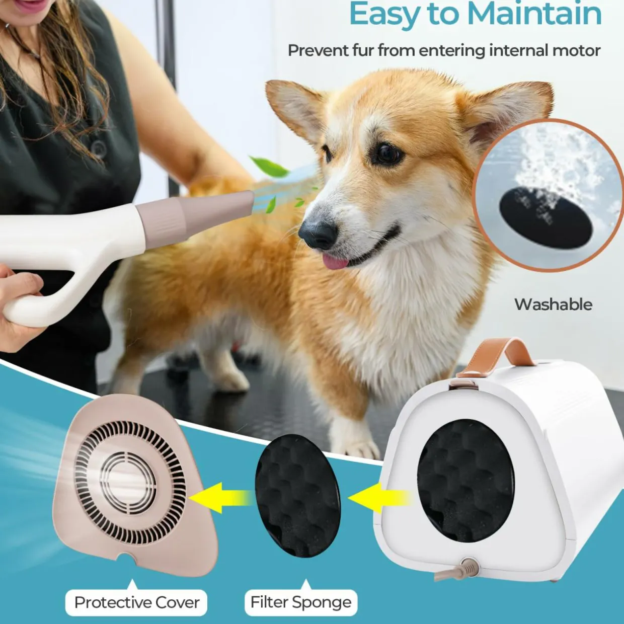 Tangkula Dog Dryer, Pet Blow Dryer with Smart LED Touch Screen, 4 Nozzles, Adjustable Temperature