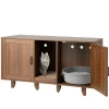Tangkula Double Cat Litter Box Enclosure for 2 Cats, Large Stackable Hidden Privacy Cat Washroom Cabinet with Scratching Board