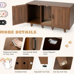 Tangkula Double Cat Litter Box Enclosure for 2 Cats, Large Stackable Hidden Privacy Cat Washroom Cabinet with Scratching Board