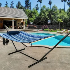 Tangkula Double Hammock with Stand, 2 Person 12Ft Steel Hammock Stand with Cotton Hammock