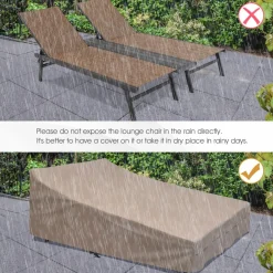 Tangkula Double Patio Chaise Lounge, All Weather-Proof Heavy Duty 6 Position Adjustable Breathable Fabric Outdoor Bed Lounger with Cup Holder
