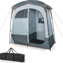 Tangkula Double Room Shower Tent, Oversize Space Privacy Tent with Floor
