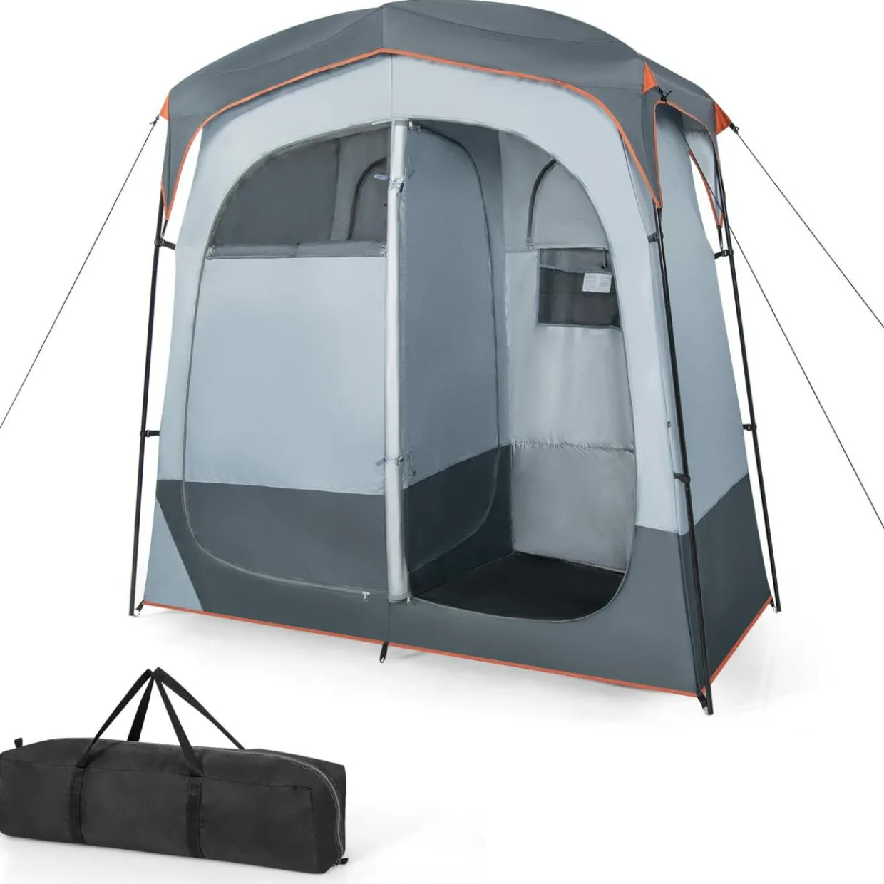 Tangkula Double Room Shower Tent, Oversize Space Privacy Tent with Floor