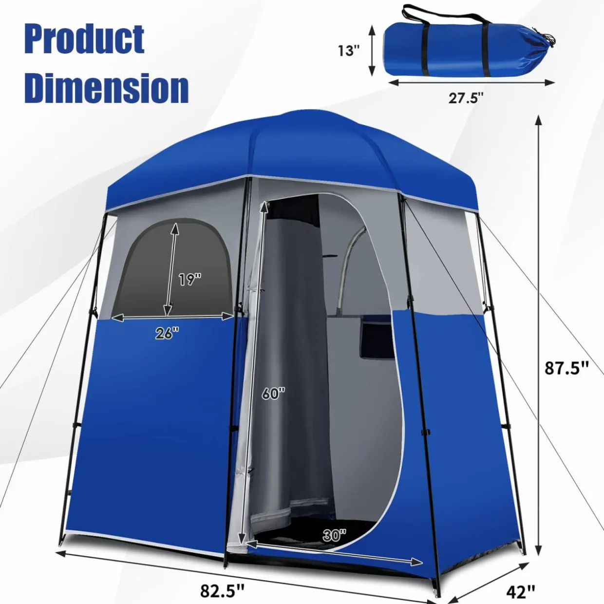 Tangkula Double-Room Shower Tent, Oversize Space Privacy Tent