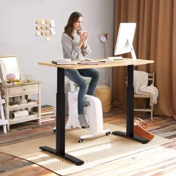 Tangkula Dual Motor Electric Standing Desk Frame, Height & Width Adjustable Motorized Sit Stand Desk Base