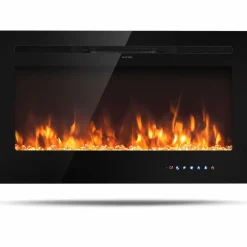 Tangkula Electric Fireplace, in-Wall Recessed and Wall Mounted Fireplace Heater