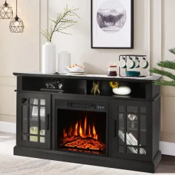Tangkula Electric Fireplace TV Stand for TVs Up to 50 Inch, with 18 Inches 4777 BTU Fireplace Insert