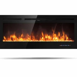 Tangkula Electric Fireplace, in-Wall Recessed and Wall Mounted Fireplace Heater