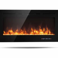 Tangkula Electric Fireplace, in-Wall Recessed and Wall Mounted Fireplace Heater