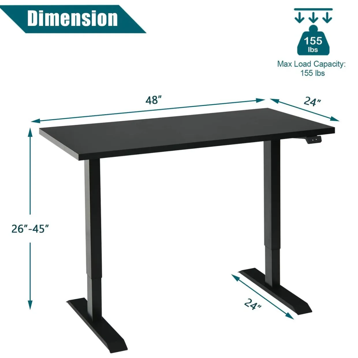 Tangkula Electric Standing Desk, 48 x 24 Inch Sit to Stand Up Desk