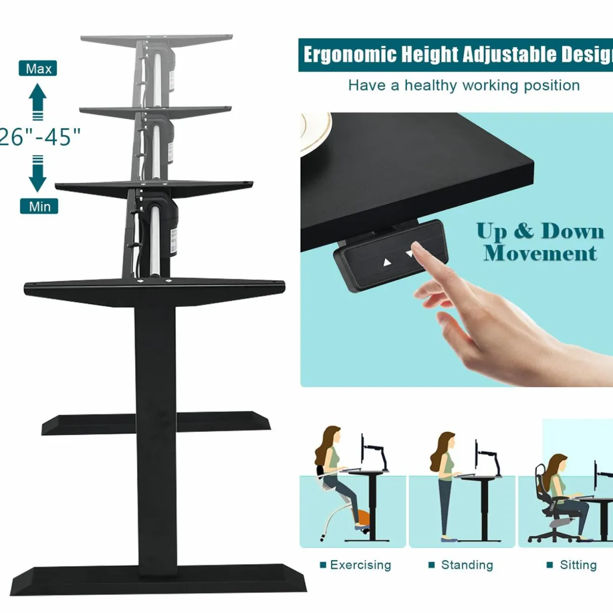 Tangkula Electric Standing Desk, 48 x 24 Inch Sit to Stand Up Desk