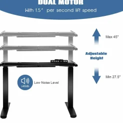 Tangkula Electric Standing Desk Frame, Height & Width Adjustable Motorized Sit Stand Desk Base